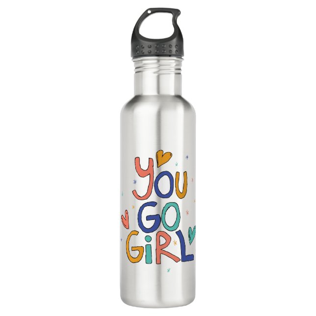 Bouteille D'eau Motivationnel Une fille Cool You Go Girl Clipart G (Devant)