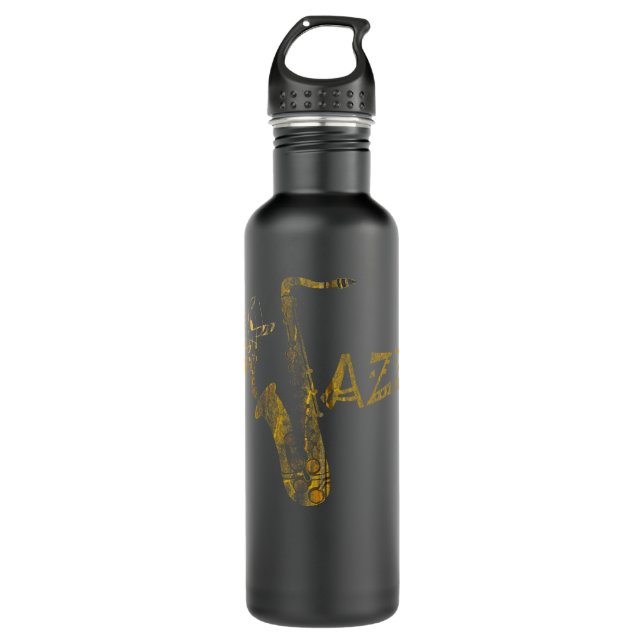 Bouteille D'eau Musicien de jazz Saxophoniste Cadeau Saxophone Zip (Devant)
