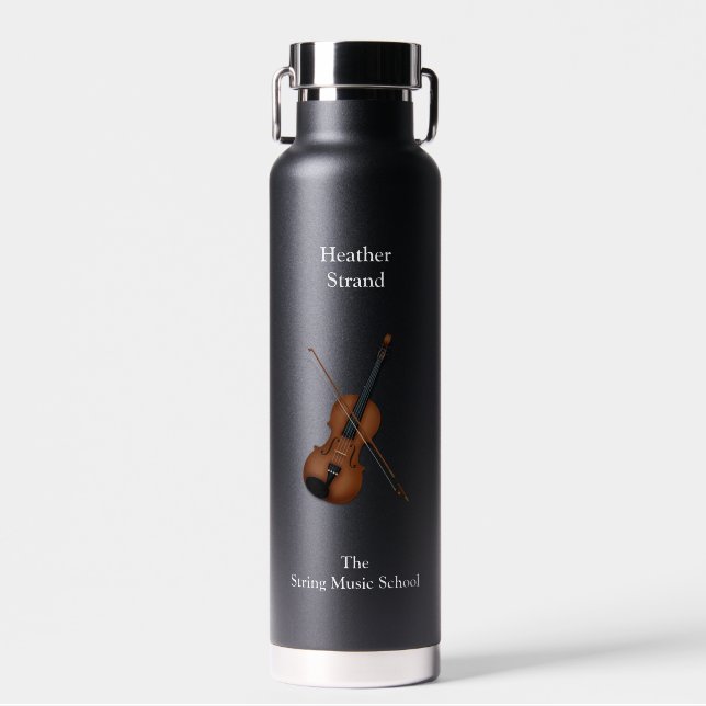Bouteille D'eau Musique classique violon & bow Personnalisée Dark (Avant)