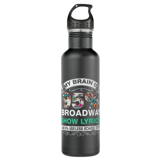 Bouteille D'eau Musique Lover Cadeaux 2Mon cerveau est 95 Broadway (Devant)