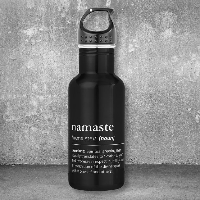 Bouteille D'eau Namaste Définition Accessoire Yoga noir et blanc (Créateur téléchargé)
