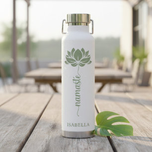 Bouteille D'eau Namaste Fleur de Lotus Nom Personnalisé