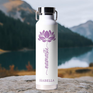 Bouteille D'eau Namaste Lotus Flower Moderne Nom personnalisé