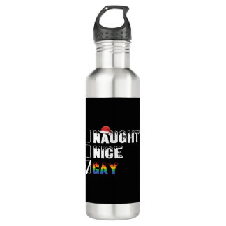 Bouteille D'eau Naughty Nice Gay Rainbow Pride LGBT Noël Cadeau