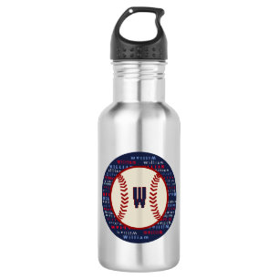 Bouteille D'eau Navy Blue Monogram Nom Cadeaux Enfants garçons bas
