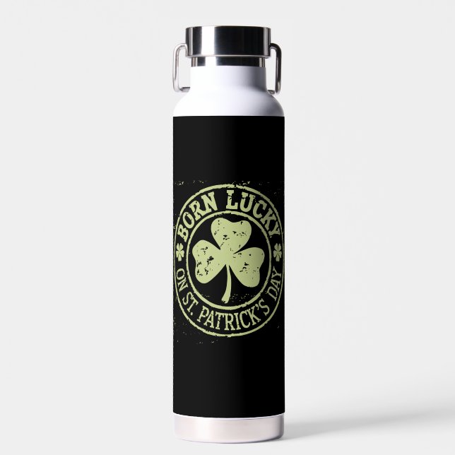 Bouteille D'eau Né Lucky sur St Patrick's Day Irlandais Anniversai (Avant)