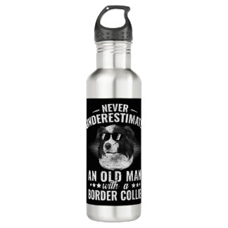 Bouteille D'eau Ne sous-estimez jamais un vieil homme avec un coll