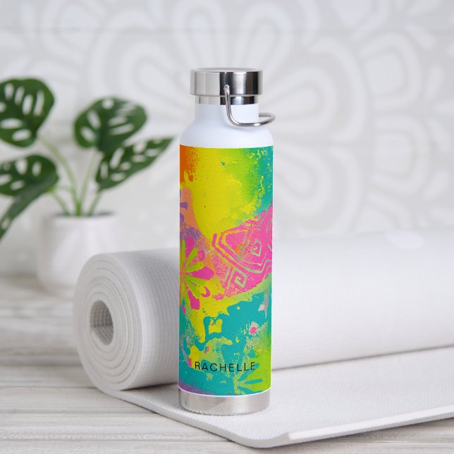 Bouteille D'eau Neon Dreams Abstrait (Yoga (pivoté))