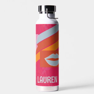 Bouteille D'eau Neon rose Preppy rayé