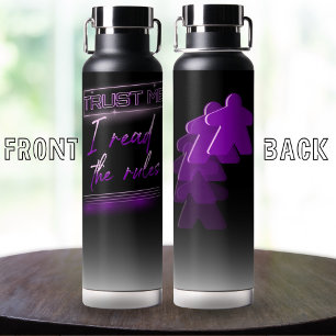 Bouteille D'eau Neon Vaporwave Meeple violet Black Board Gamer