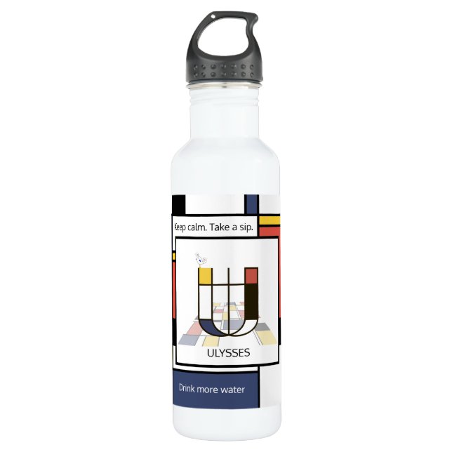 Bouteille D'eau Neoplasticisme étonnant Art Monogramme. Lettre U (Devant)