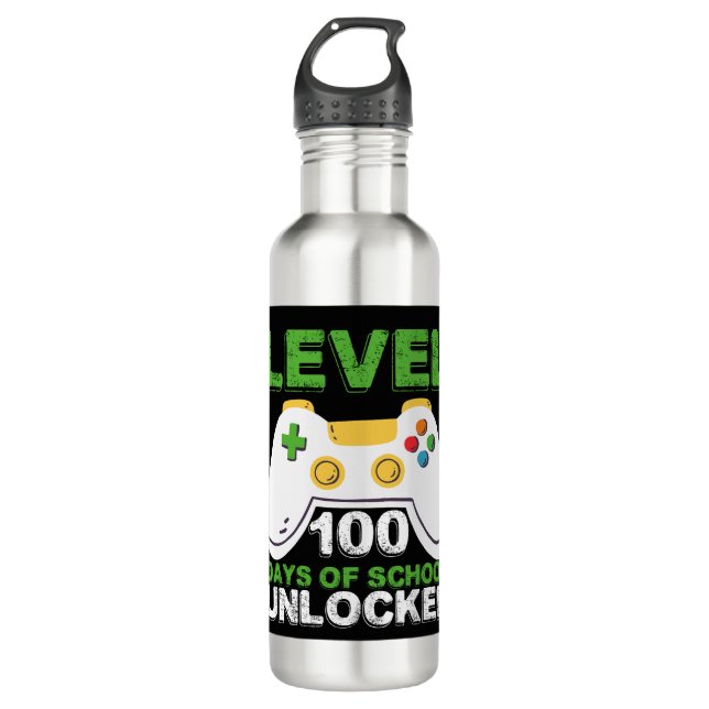 Bouteille D'eau Niveau 100 Jours De Jeux Vidéo De Gamer Déverrouil (Devant)