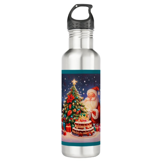 Bouteille D'eau Noël Anniversaire 10 (Devant)