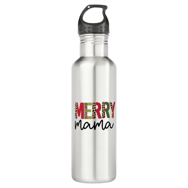 Bouteille D'eau Noël de Noël branché "Merry Mama" (Devant)