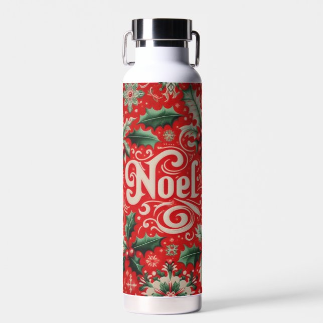 Bouteille D'eau Noel de Noël Rouge et Vert (Avant)