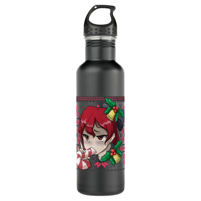 Bouteille D'eau Noël moche Otaku Ahegao Ecchi Etchi Lewd Henta (Devant)
