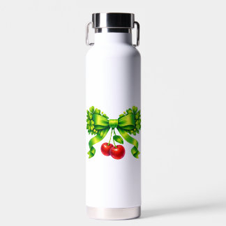 Bouteille D'eau Nœud Trèfle Chanceux avec Cerises Design Vert
