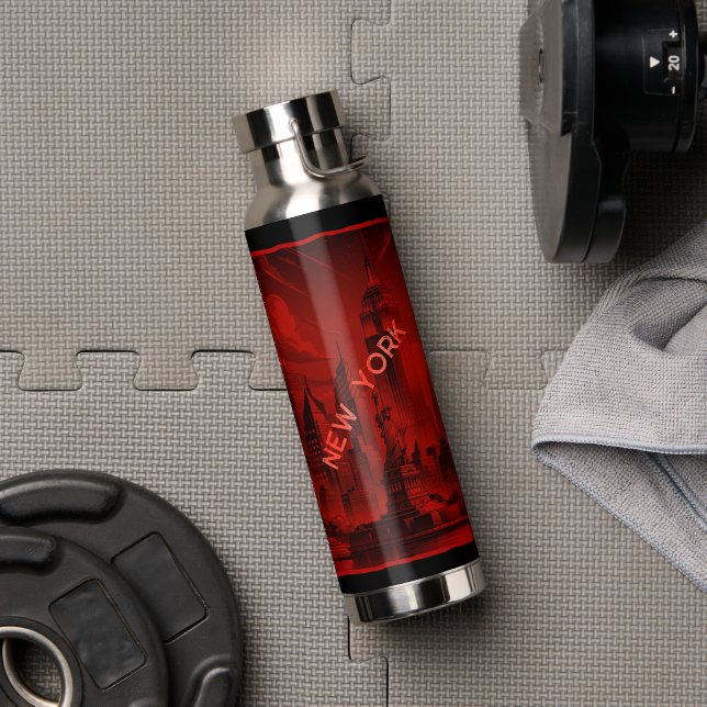 Bouteille D'eau Noir de New York (Salle de sport (pivotée))