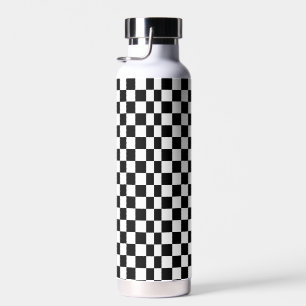 Bouteille D'eau noir et blanc - damier rétro