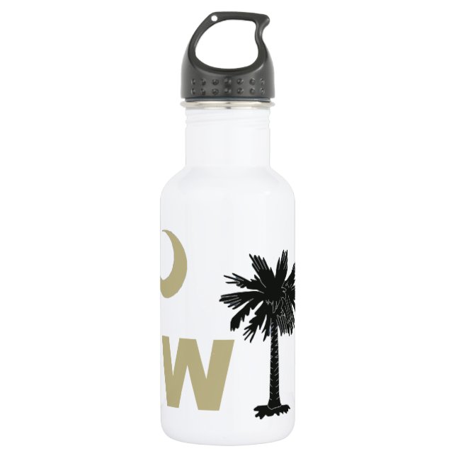 Bouteille D'eau Noir et or W la Caroline du Sud (Devant)