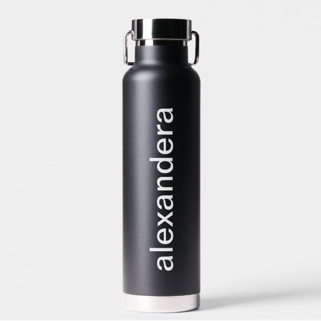 Bouteille D'eau Noir minimaliste personnalisé (Avant)
