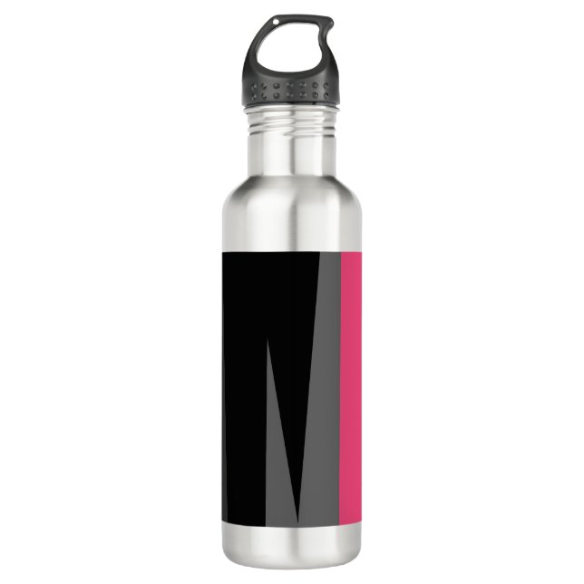 Bouteille D'eau Noir rose et gris (Devant)