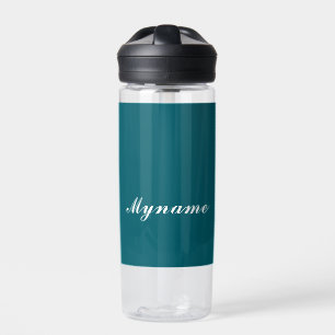 Bouteille D'eau Nom chic minimaliste moderne tendance sarcelle fon