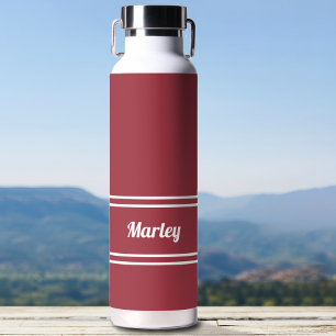 Bouteille D'eau Nom Classique Minimaliste Rouge Grenat Moderne