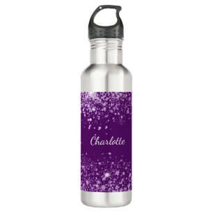 Bouteille D'eau Nom de monogramme de parties scintillant violette
