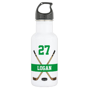 Bouteille D'eau Nom du joueur de hockey personnalisé Numéro vert