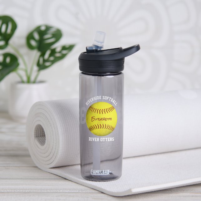 Bouteille D'eau nom du joueur de softball numéro de maillot (Yoga)
