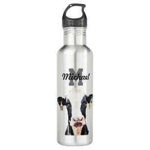 Bouteille D'eau Nom du monogramme Holstein Cow Dairy Farm Livestoc