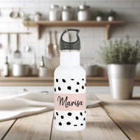 Nom du monogramme moderne | Points rose et noir Pa