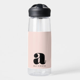 Bouteille D'eau Nom du monogramme rose gras moderne