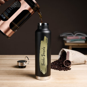 Bouteille D'eau Nom élégant moderne Noir et Or
