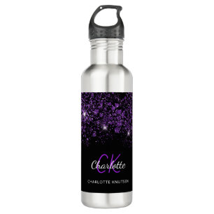 Bouteille D'eau Nom monogramme de la parties scintillant violet no