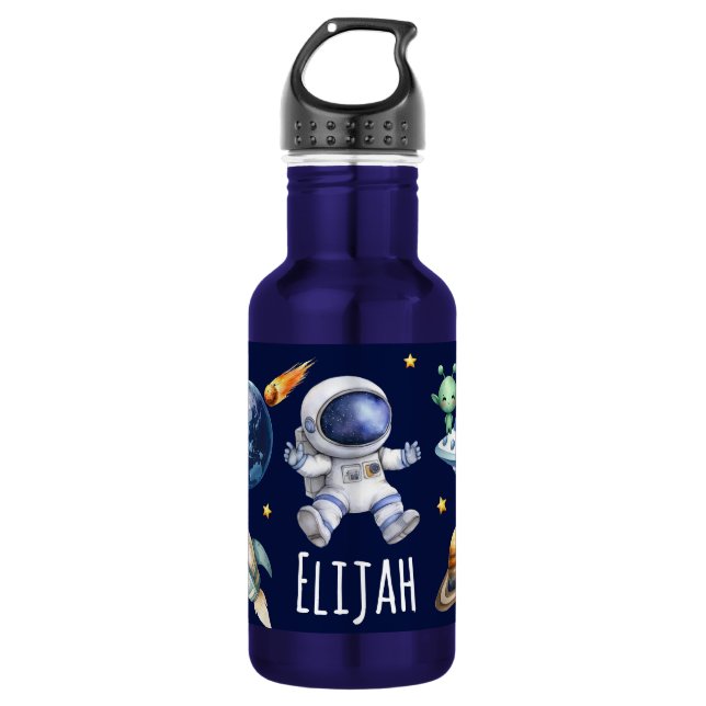 Bouteille D'eau Nom personnalisé Astronaut Space Planètes (Devant)