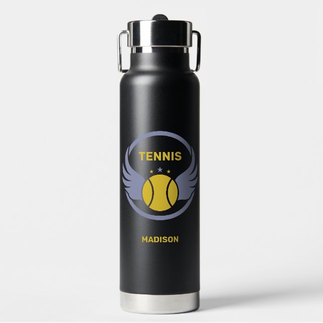 Bouteille D'eau Nom personnalisé Boule de tennis avec ailes (Salle de sport)