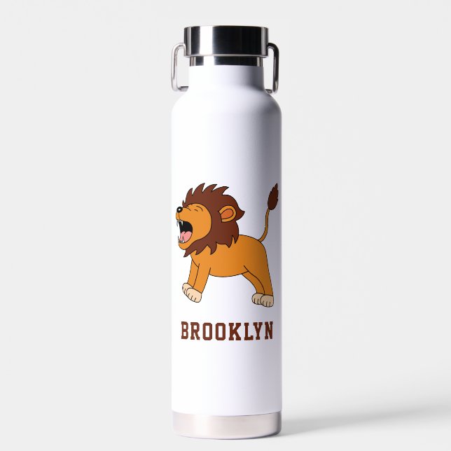 Bouteille D'eau Nom Personnalisé Cute Lion Retour À L'École (Avant)