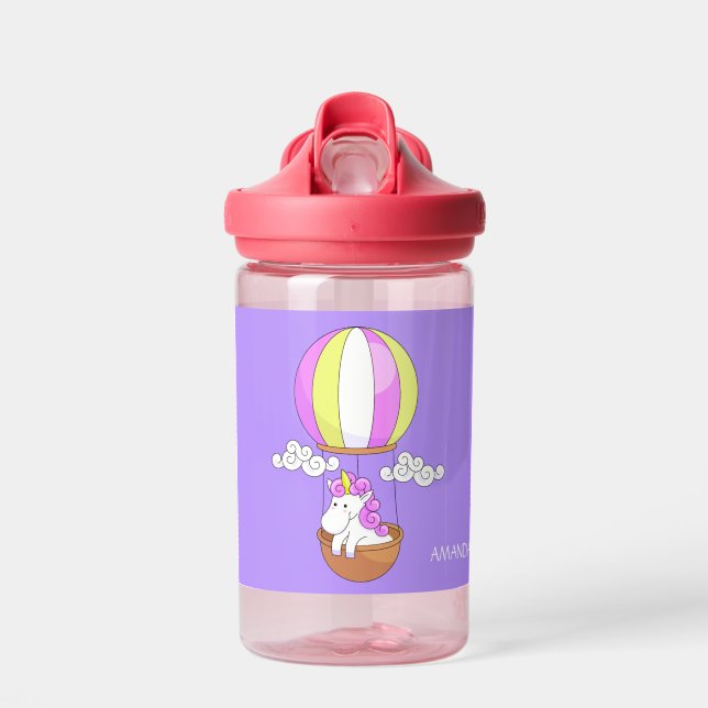 Bouteille D'eau Nom personnalisé Cute Unicorn (Avant)