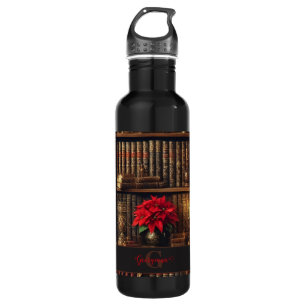 Bouteille D'eau Nom personnalisé Dark Academia Poinsettia Librairi