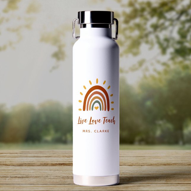 Bouteille D'eau Nom personnalisé de l'enseignant Merci Boho Rainbo (Créateur téléchargé)