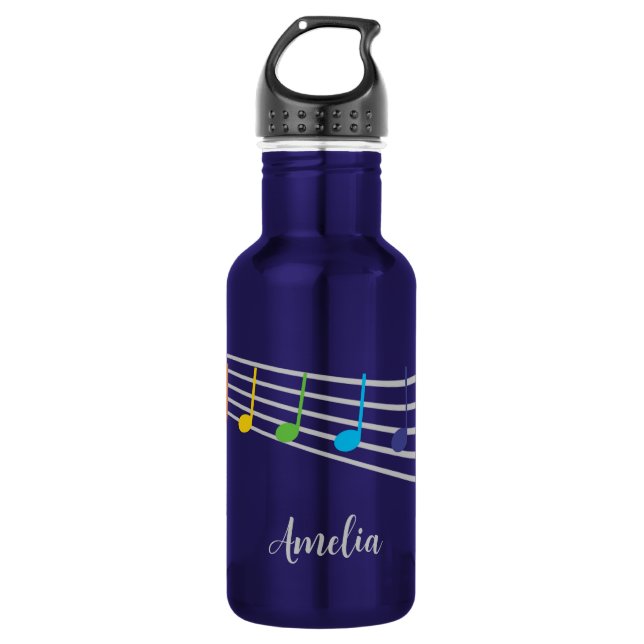 Bouteille D'eau Nom personnalisé de l'enseignant Musique Notes arc (Devant)