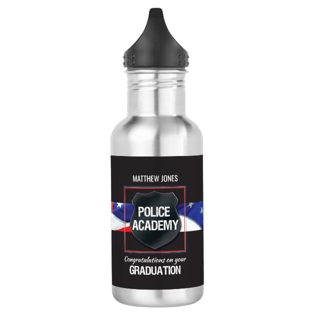 Bouteille D'eau Nom personnalisé, diplôme de l'académie de police (Gauche)