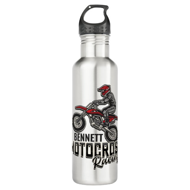Bouteille D'eau Nom personnalisé Dirt Vélo Rider Motocross Racing (Devant)