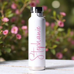 Bouteille D'eau Nom personnalisé en écriture calligraphique élégan