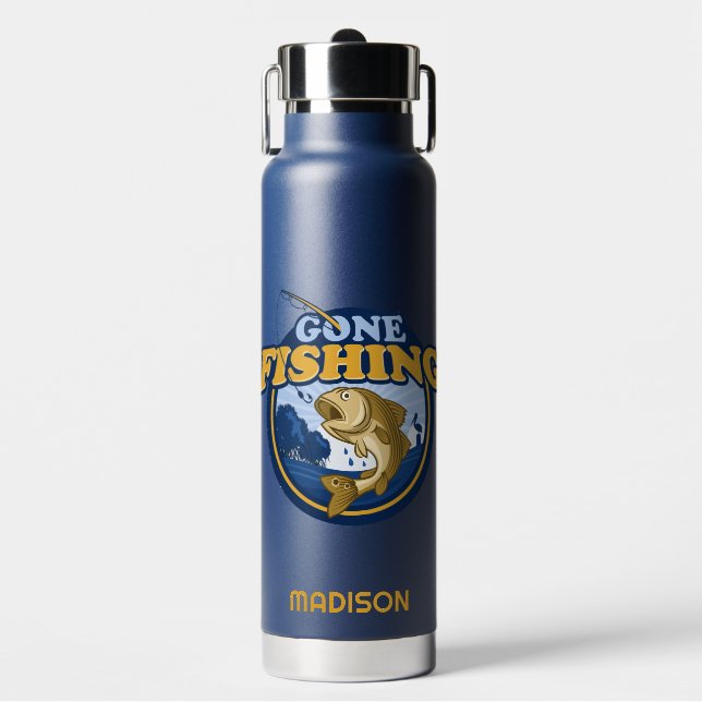 Bouteille D'eau Nom personnalisé "Gone Fishing" (Salle de sport)