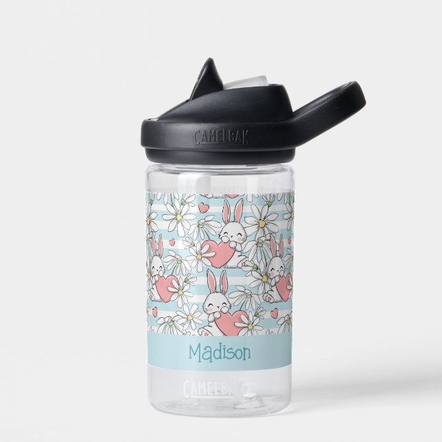 Bouteille D'eau Nom personnalisé Love Bunnies Motif (Gauche)