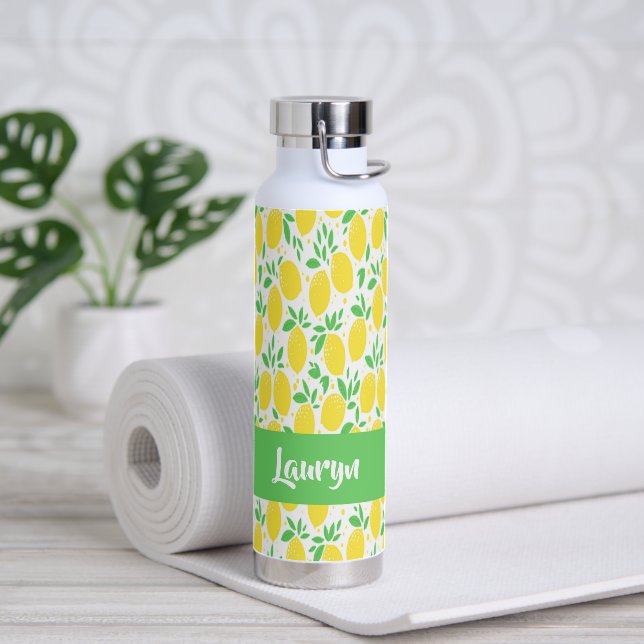 Bouteille D'eau Nom personnalisé motif citron (Yoga)