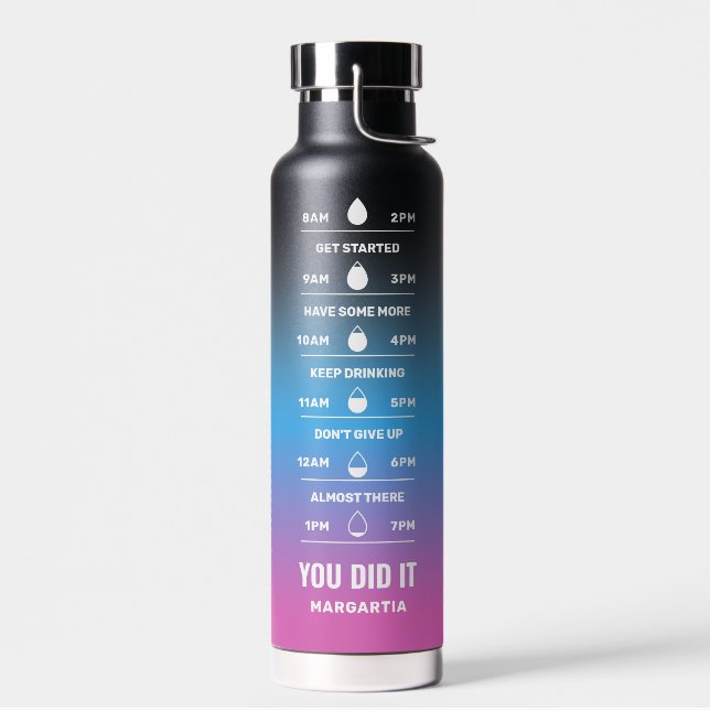 Bouteille D'eau Nom personnalisé Motivational Time Maker Rappel de (Gauche)